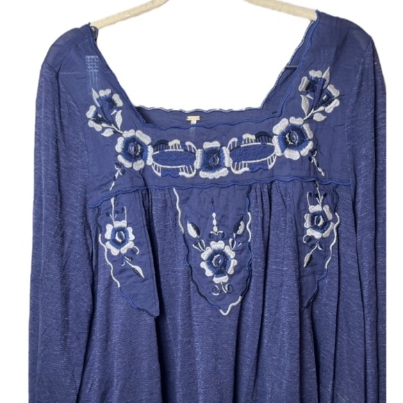 Free People Top Womens Small Bed Of Roses Embroidery Floral Sheer Boho Whimsical - Picture 5 of 10